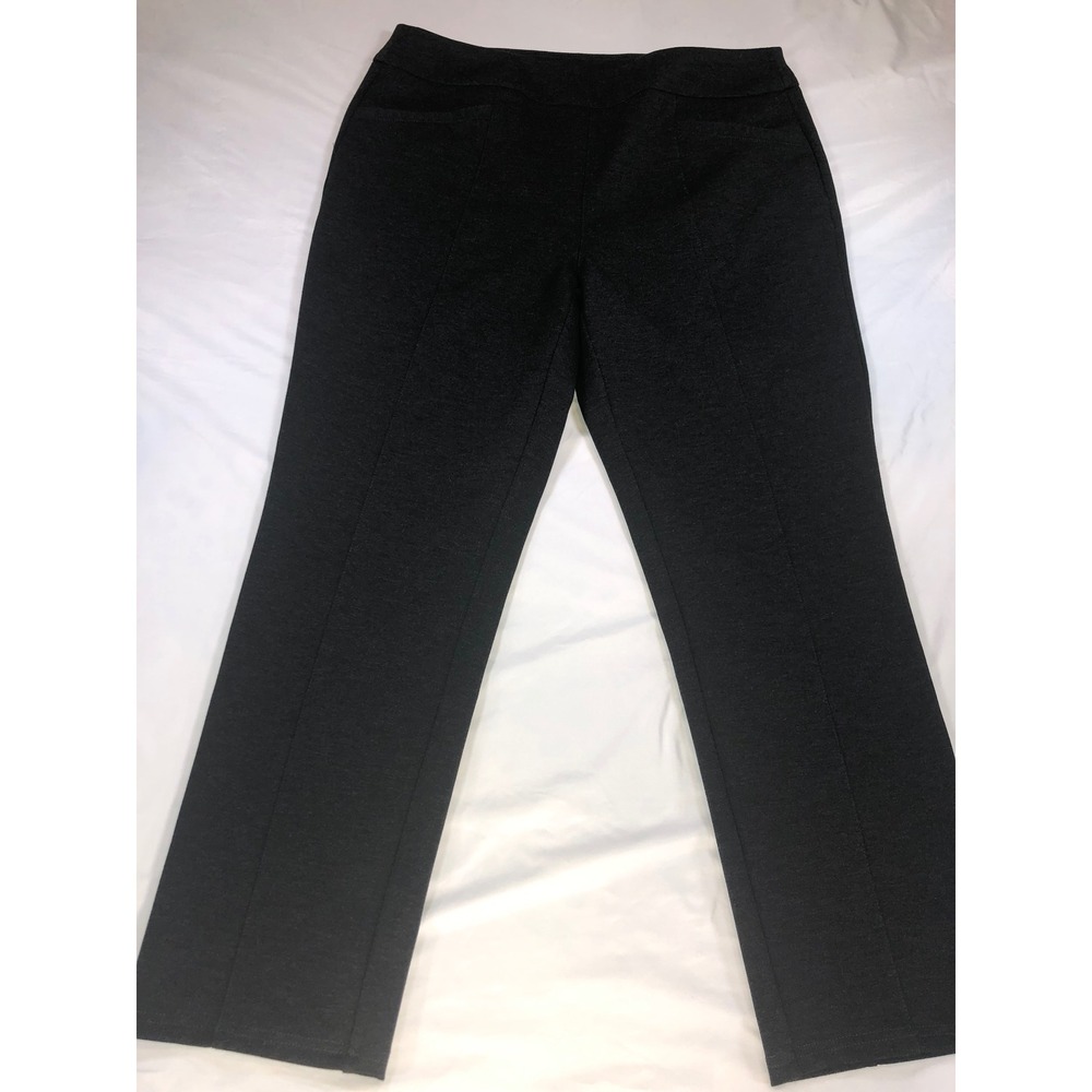 Allison Daley Charcoal Grey Straight Leg Pull On Dress Pants Womens Medium Short